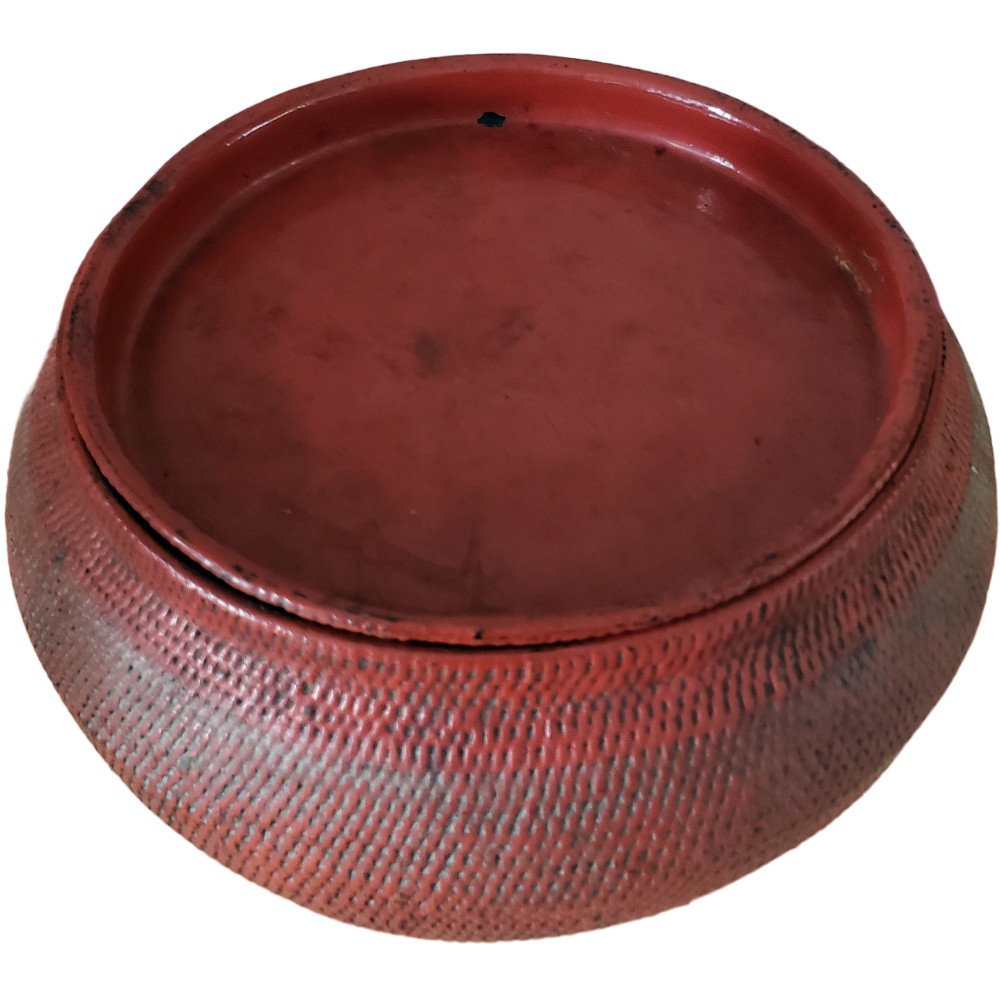 Huge Betel Box In Turned Bamboo And Burmese Lacquer XIXth-photo-1