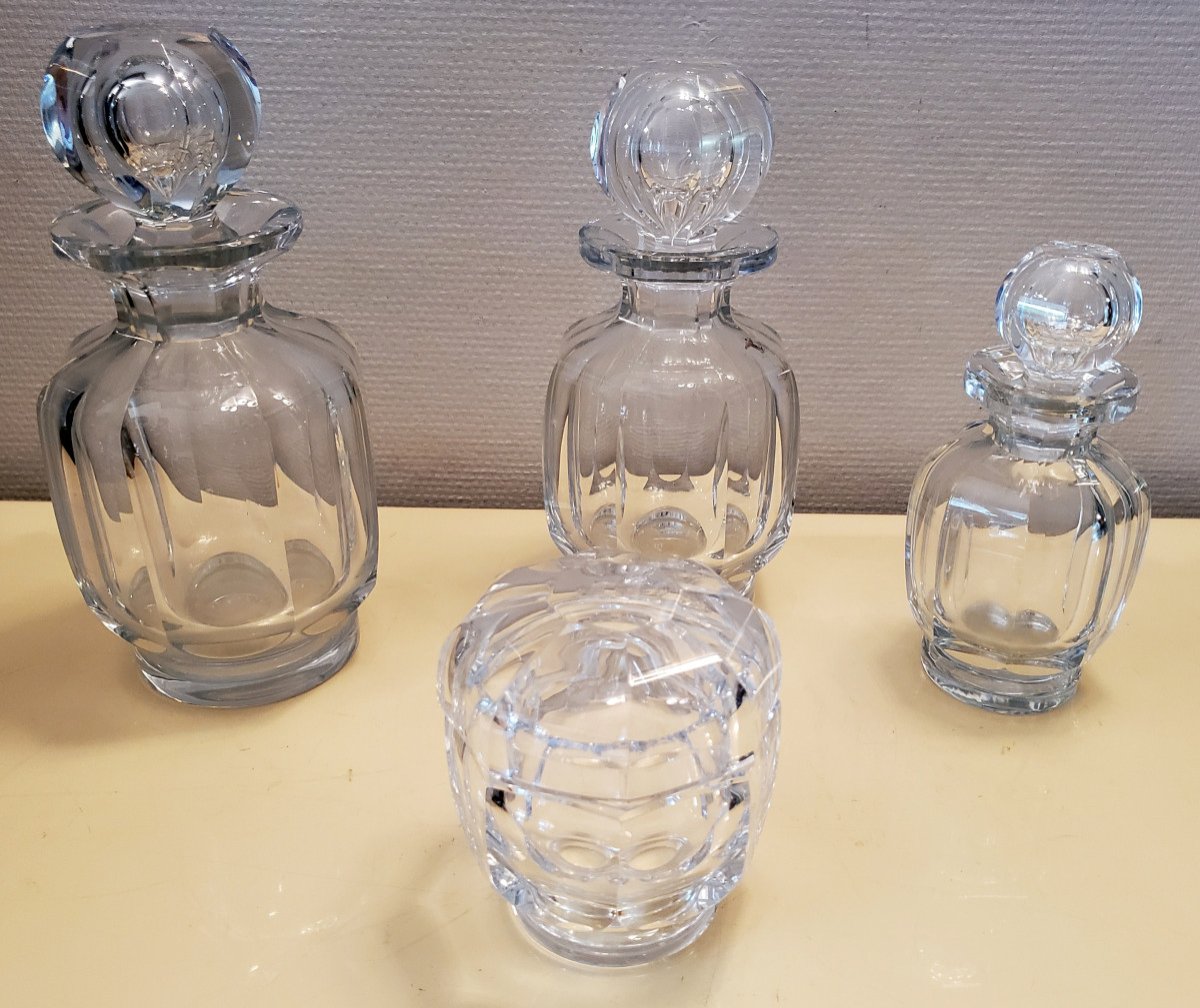 Three Perfume Bottles And A Compact Baccarat Crystal Model Malmaison