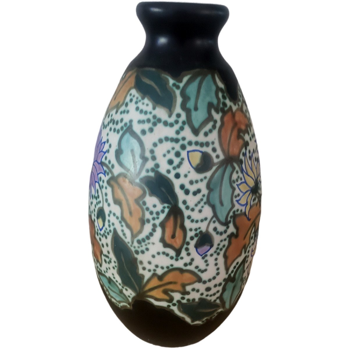 Importante Paire De Vases En  Ceramique Belges Montoise Bergen Art Déco CATTEAU -photo-3