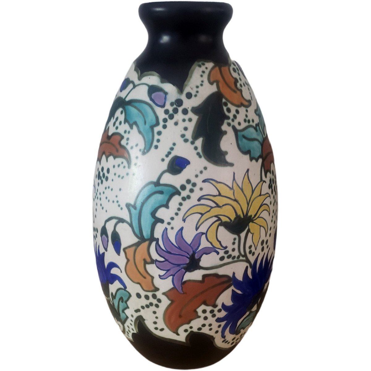 Importante Paire De Vases En  Ceramique Belges Montoise Bergen Art Déco CATTEAU -photo-1