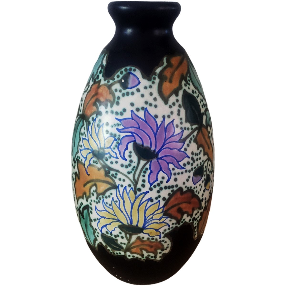 Importante Paire De Vases En  Ceramique Belges Montoise Bergen Art Déco CATTEAU -photo-6
