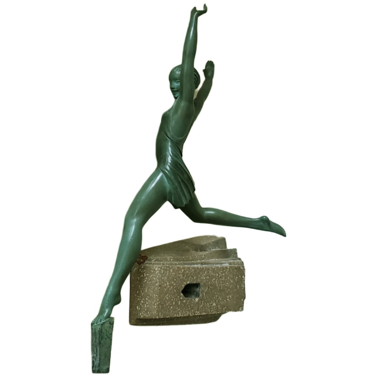 Sculpture 0lympie en Fonte d’Art par Fayral pour pierre le Faguays vers 1930 Ht 51 cm-photo-3