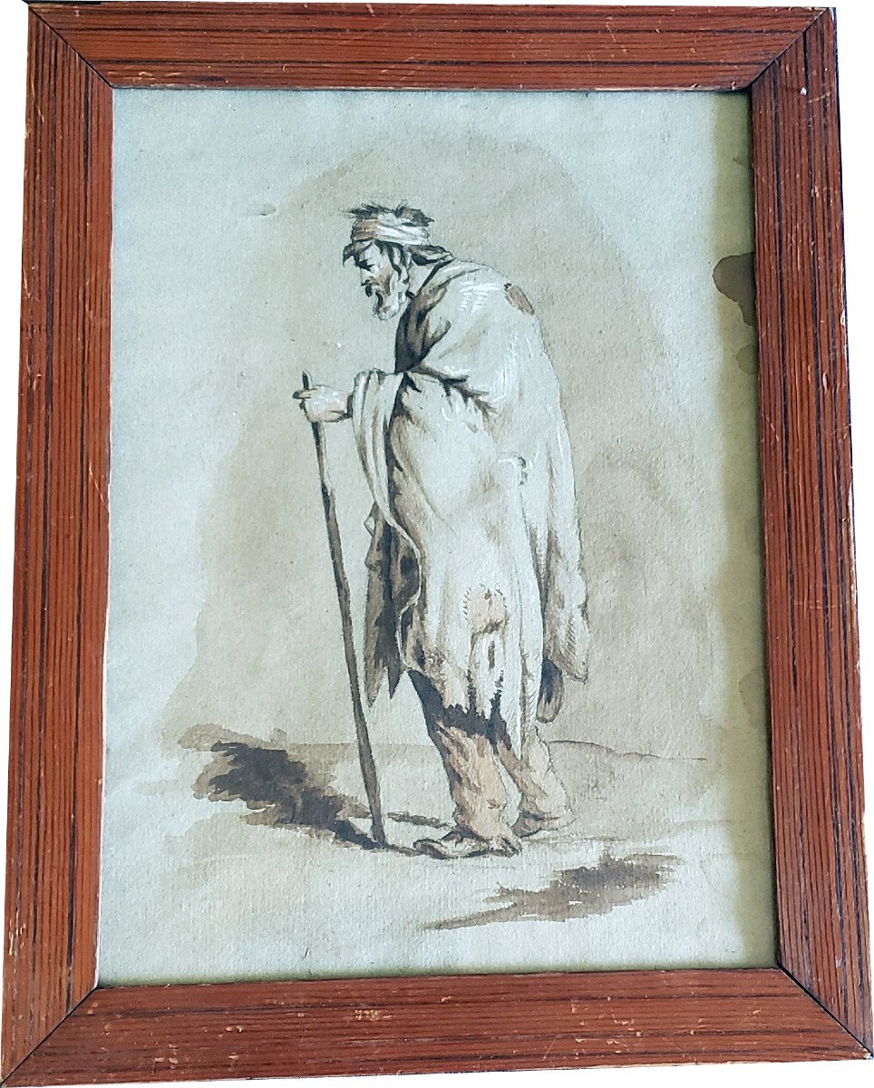 Jean Baptiste Marie Pierre Watercolor & White Chalk Mandiant 18th