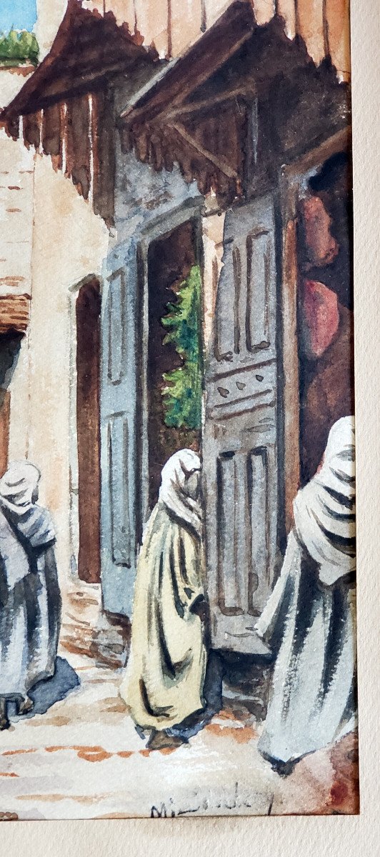 Watercolor Orientalist Morocco Signed And Situate-photo-6