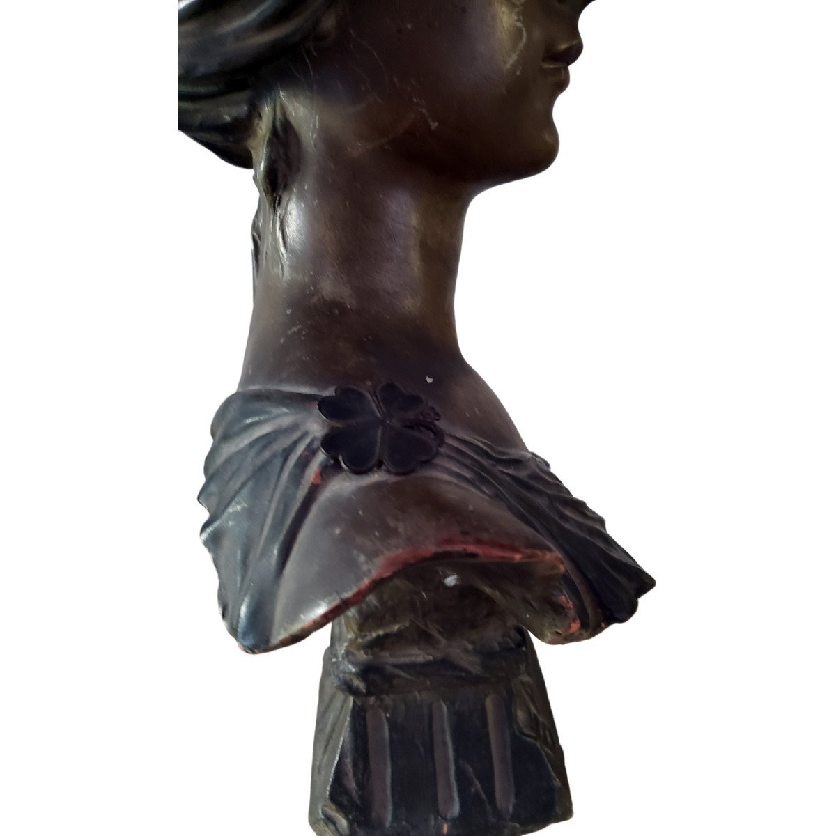 Georges Coudray Buste Femme égyptienne En Terre Cuite Polychrome Titré Bakie -photo-6