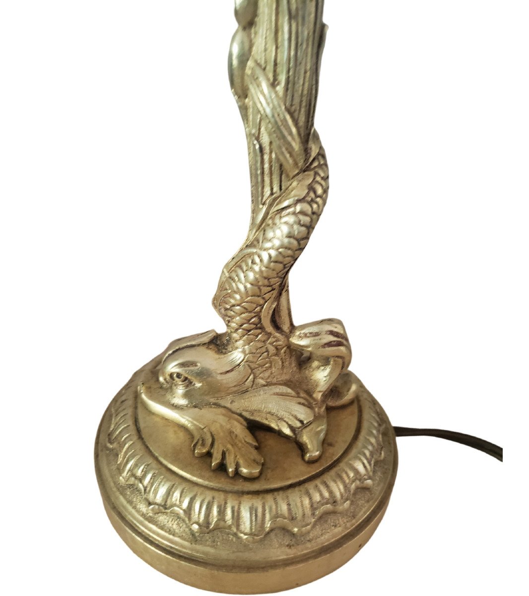 Lampe De Bureau En Bronze Doré Modele Au Dauphin XIXeme -photo-4