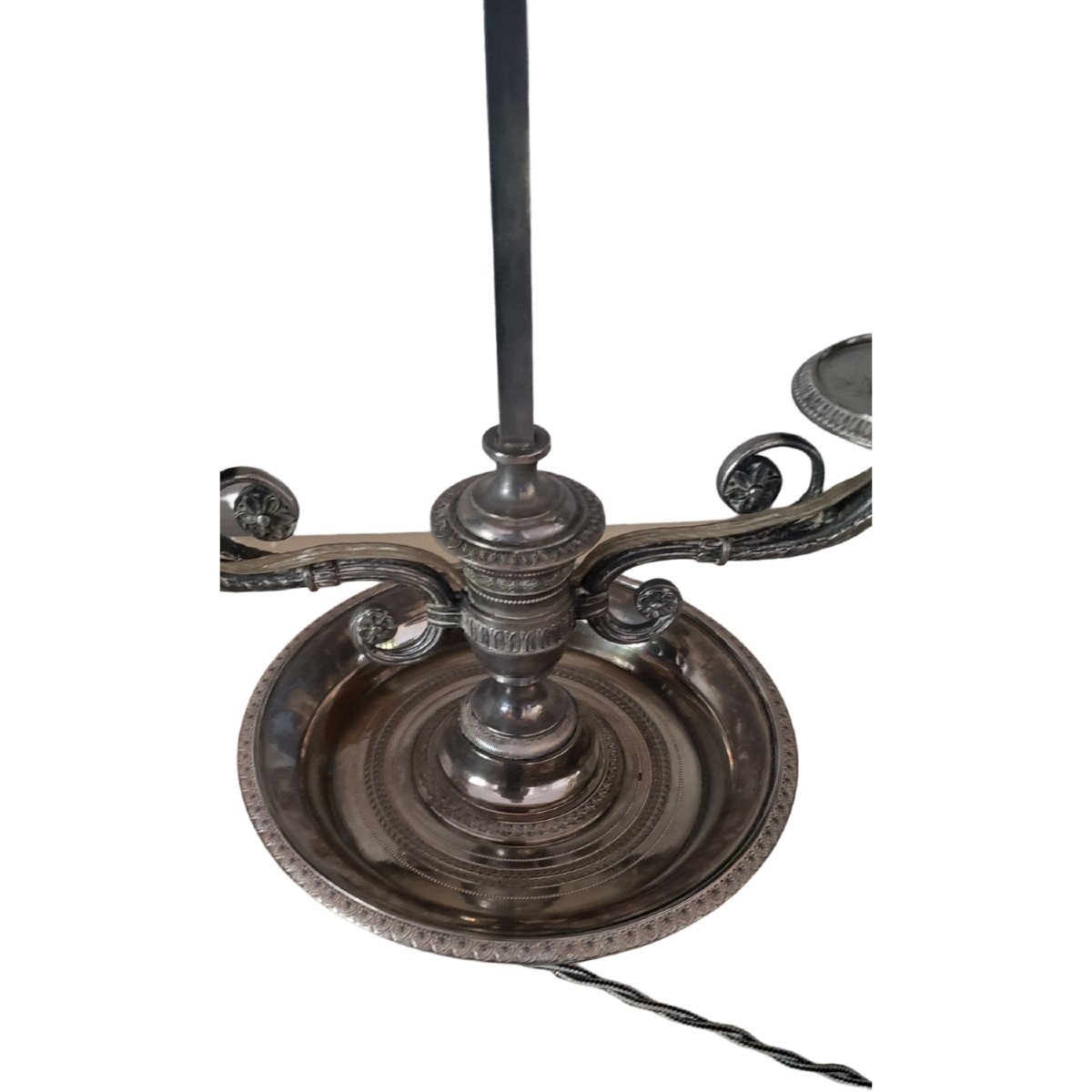 Lampe De Bureau Bouillotte Restauration Empire Bronze Argenté XIXeme -photo-3