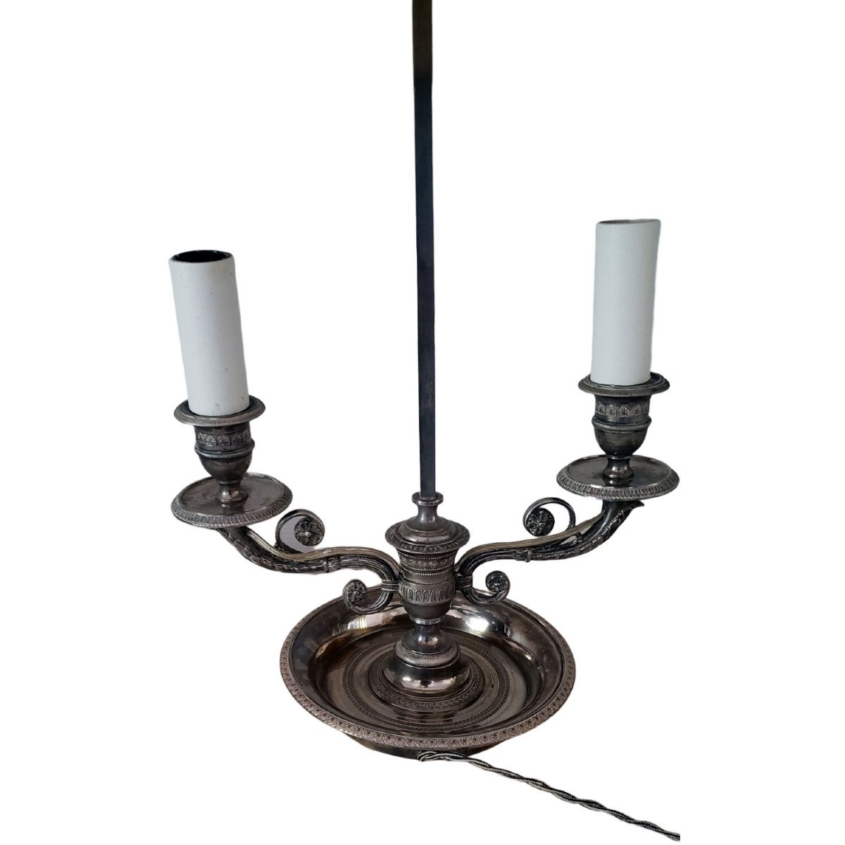 Lampe De Bureau Bouillotte Restauration Empire Bronze Argenté XIXeme -photo-7