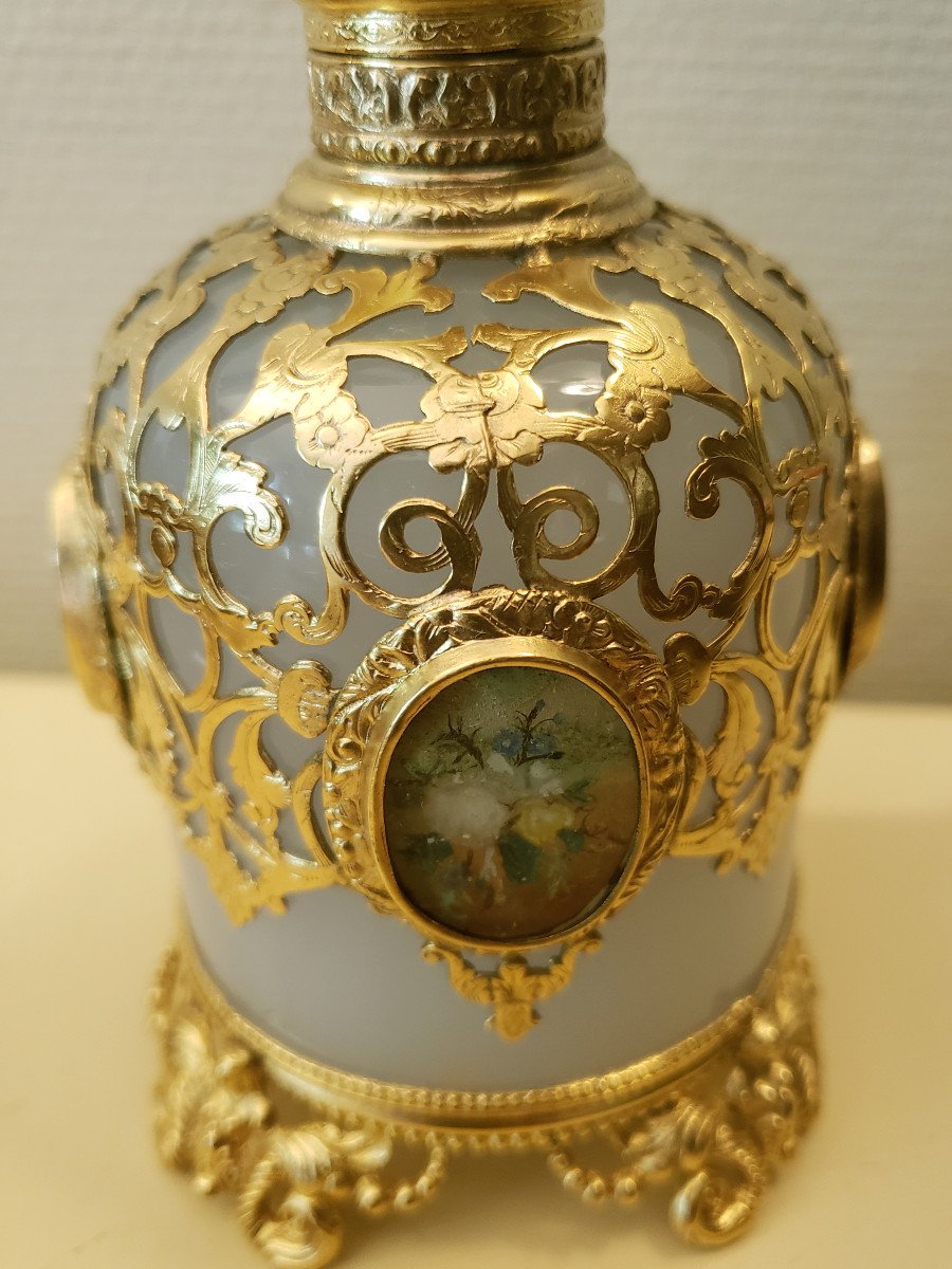 Exceptional & Rare Perfume Bottle Opaline And Gilt Bronze Nineteenth-photo-3