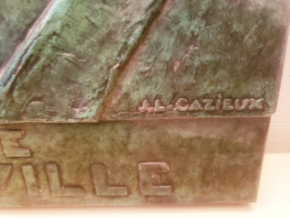 Jean Louis Cazieux Sculpteur Importante Plaque En Bronze Pierre Bouville-photo-3