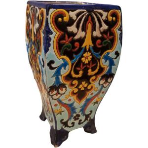 Large Faience Vase By Jules Vieillard Enamels From Caranza