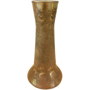 Baccarat Degager Art Nouveau Vase With Golden Acid