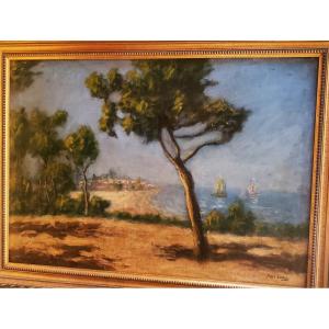 Hst Paul Leduc Panorama Saint Tropez Belgian School 1876 - 1943 Impressionist