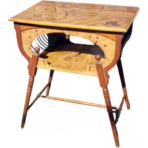 Art Nouveau Table Floral Marquetry School Of Nancy Gallé Majorelle