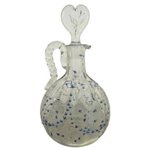 Emile Galle Enameled Carafe Dragonflies Aquatic Flowers