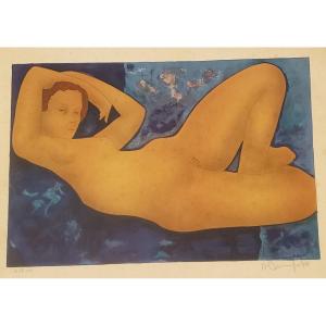 Bonnefoit Alain Female Nude Color Lithograph Numbered 60/155