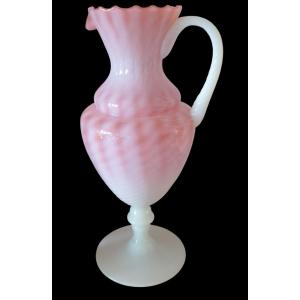 Murano Grand Pichet En Verre Opalin Circa1950