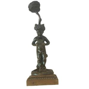 Clodion Authentic Bronze Candle Holder Signed On The Back 