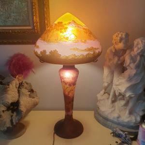 Huge Mushroom Lamp In Glass Paste, 65 Cm High, Signed Remy 