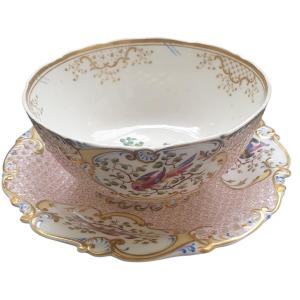 H&r Daniel Mayflower Porcelain Bowl And Plate Holder China Decor 