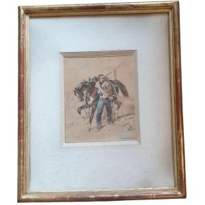 AQUARELLE Hippolyte BELLANGE 1800-1866 soldat blessé 