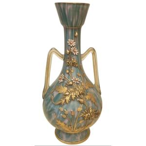 Art Nouveau Glass Vase Hekla House Bohemia Harrach 