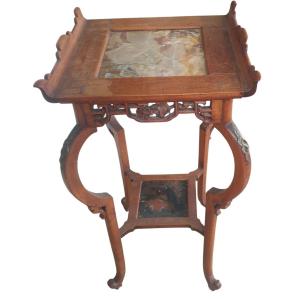 Gabriel Viardot table cellette a deux plateaux marbre et laque de chine 