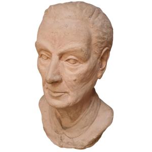 Buste terre cuite d'une femme ancien 