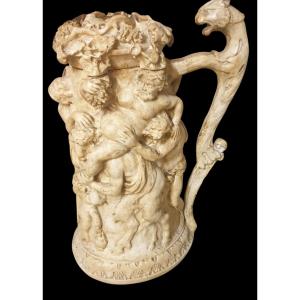 Terracotta Tankard The Triumph Of Silenus Height 37 Cm XIXth 