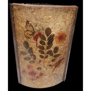 Accolay Corner Wall Light In Patinated Copper And Resin, France, Circa 1970