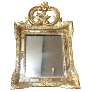 Miroir à Parecloses En Bois Doré D’époque Régence