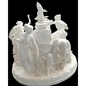 Sevres immense groupe d'après Boisot Simon Louis 12 sujets 40 cm de hauteur 