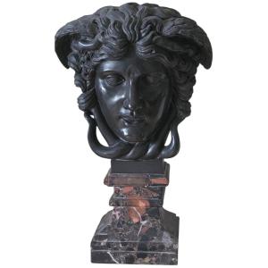 Black Marble Bust On A Pedestal 