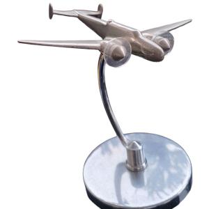 Chromed Model Airplane With Art Deco Propellers 