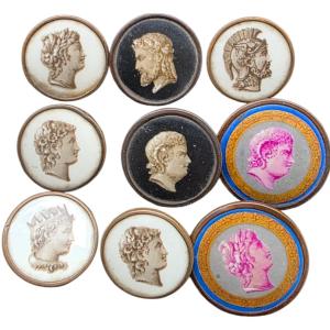 9 Antique Buttons, Probably From The Louis XVI Period