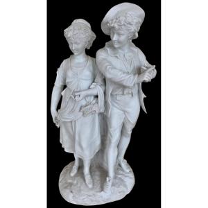 Important groupe en Biscuit Parian XIXeme signé