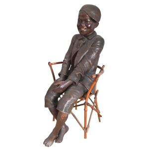 Goldscheider Terre Cuite Black Child At The Photographer XIXeme