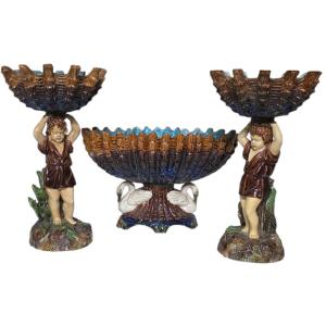 Victor Sergent Surtout De Table Suiveur De Bernard Palissy XIXeme Putto Ou Putti