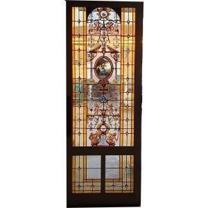 Porte Vitraux vitrail décors renaissance j.vantillard jaune d'argent circa 1880