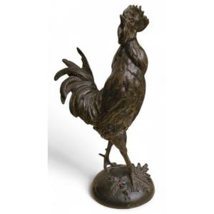 Comblera Alexandre Paul Cockerel Bronze Patina Medal 19th Century