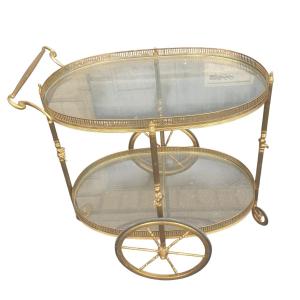 Maison Bagues Table roulante ovale en laiton pour la Maison Baguès