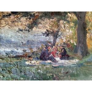 Impressionniste dejeuner sur l'herbe huile sur toile