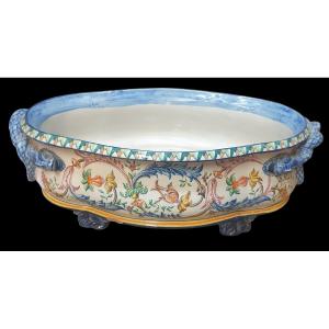 Large Garden Planter In Toul Bellevue Jules Aubry Polychrome Earthenware