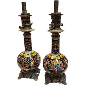 Gien Pair Of Renaissance Lamps 19th Century