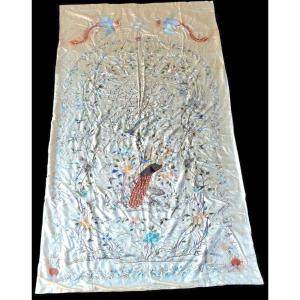 China Embroidery On Silk 4 M² 275 X 145 Cm XIXth 中国丝绸刺绣