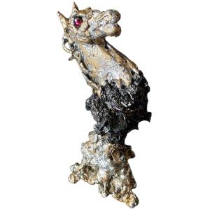 Brutalist Horse Sculpture In Bronze And Cassiterite Stone Circa 1970 Signature To Ident