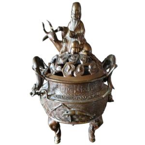 Perfume Burner Japan China Bronze Medal 19th Century Height 35 Cm