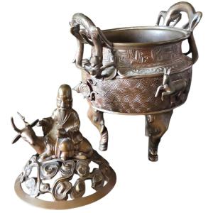 Perfume Burner Japan China Bronze Medal 19th Century Height 35 Cm