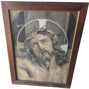 French School, Late 19th Century  Charcoal Drawing With White Highlights, Signed E. Barbe