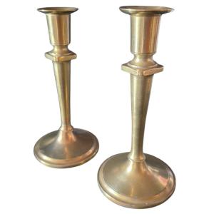 Pair Of 19th-century Napoleon III Candlesticks. In Perfect Condition. Height: 19 Cm; Base Diameter: 9 Cm.